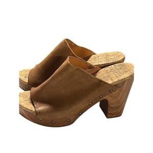 Kork-Ease Mule Heel Womens Shoes Size 6 Brown Open Toe Studded Slip On Boho